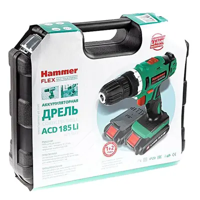 Аккумуляторная дрель-шуруповерт HAMMER 18В 2АКБ Flex ACD185Li