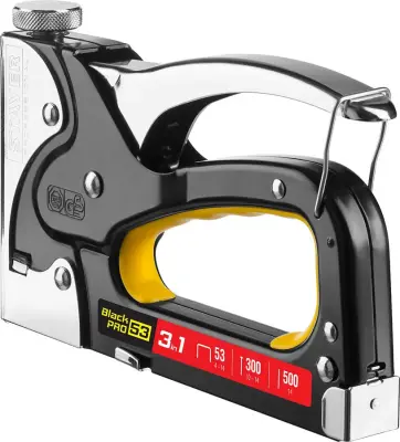 Степлер STAYER BlackPro 3 в 1 скобы 53, 300, 500 53 31507