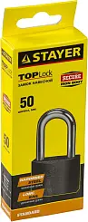 Замок STAYER "STANDARD" навесной, металлический корпус, удлиненная закаленная дужка, 50 мм