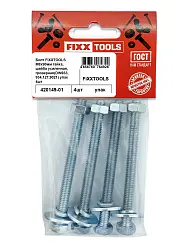 Болт FIXXTOOLS М8х90мм гайка, шайба усиленнная, гроверная (DIN933, 934, 127, 9021) упак 4шт