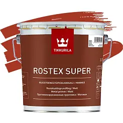 Грунт по металлу TIKKURILA ROSTEX SUPER 3л матовый быстросохнущий красно-коричневый 00675550030