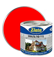 Эмаль ПФ-115 ZLATA для наружных и внутренних работ красная банка 1,8кг