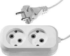 Удлинитель СИБИН электрический, ШВВП сечение 0,75кв мм, 2 гнезда, макс мощн 1300Вт, 2м