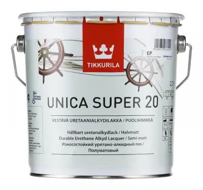 Лак для внутренних работ TIKKURILA UNICA SUPER - 20 2,7л полуматовый 55964040130