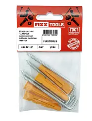 Шуруп костыль FIXXTOOLS оцинкованный 5х80мм с дюбелем упак 4шт