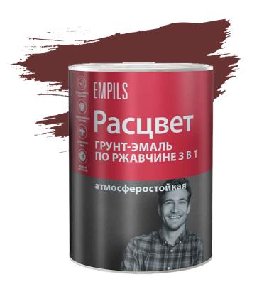 Грунт-эмаль алкидная Расцвет на ржавчину 3 в 1 вишневая 0.9 кг