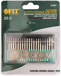 Шарошки и круги отрезные с алмазным напылением 25 шт. FIT