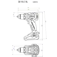 Аккумуляторная дрель-шуруповерт METABO 18В 2АКБ ударная SB 18 LT BL
