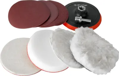 Набор ЗУБР "ЭКСПЕРТ" насадки полировальные для дрели/УШМ, 125мм, 7шт