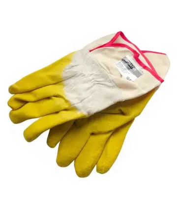 Перчатки стекольщика, частичный облив, манжет крага STRONG желтые