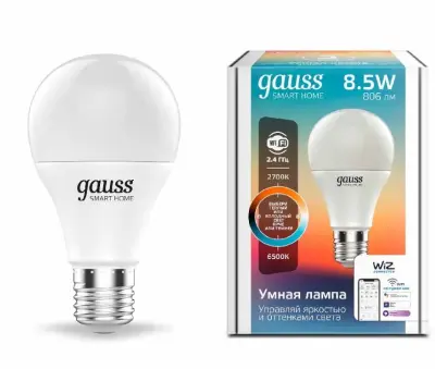 Лампа Светодиодная Gauss Smart Home DIM+CCT E27 A60 8.5 Вт 1/10/100