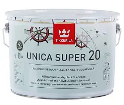 Лак TIKKURILA UNICA SUPER - 20 алкид полиуретановая полуматовый (9л)