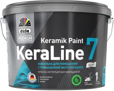 Краска для стен и потолков моющаяся Düfa Premium KeraLine Keramik Paint 7 матовая белая база 1 2,5 л