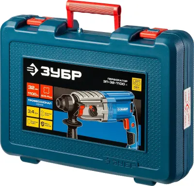 Перфоратор SDS-plus, ЗУБР Профессионал ЗП-32-1100 К, реверс, горизонтальный, металлич редуктор, 3.4