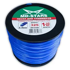 Леска для триммера MD-STARS 2.4мм 325м синий семиугольник в бабине