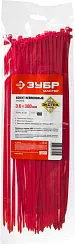 Кабельные стяжки красные КС-К1, 3.6 x 300 мм, 100 шт, нейлоновые, ЗУБР Профессионал