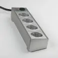 Розеточный блок 4-х местный + 3 USB серебряный/серебряный рифленый WL20-04-03