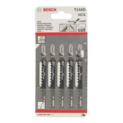 Пилки для лобзика по дереву T144D HCS 5шт/уп BOSCH