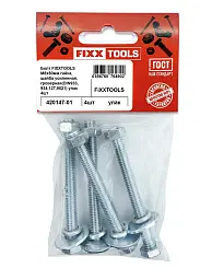 Болт FIXXTOOLS М8х80мм гайка, шайба усиленнная, гроверная (DIN933, 934, 127, 9021) упак 4шт
