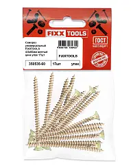 Саморез универсальный FIXXTOOLS 4.0х60мм с покрытием желтый цинк упак 17шт