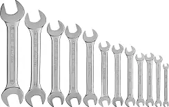 Набор ключей гаечных рожковых KRAFTOOL 12 шт., 8-19 мм, Cr-V сталь, хромированный, 27033-H12