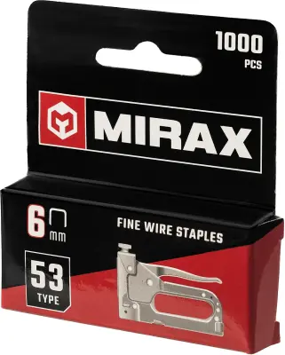 MIRAX 6 мм скобы для степлера тонкие тип 53, 1000 шт