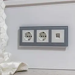 Рамка на 3 поста серый,стекло WERKEL WL01-Frame-03