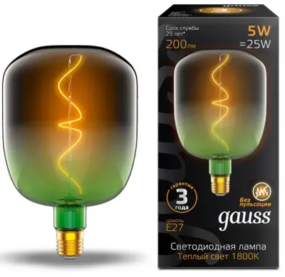 Лампа Gauss LED Filament Flexible V140-DC Green-Clear E27 5W 200lm 1800K 140*200mm 1/6