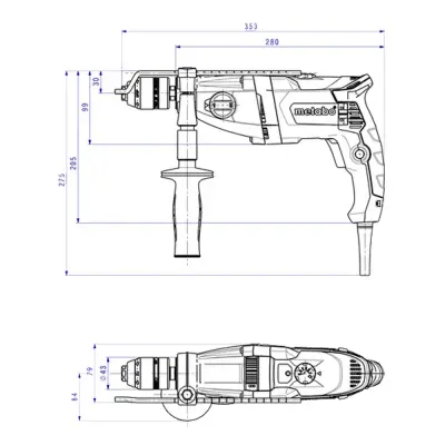 Дрель METABO 1000Вт ударная кейс SBEV 1000-2