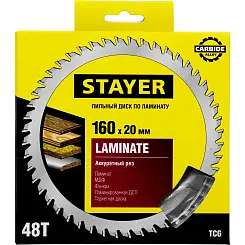 Диск пильный STAYER 160x20 48T по ламинату 3684-160-20-48