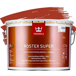 Грунт по металлу TIKKURILA ROSTEX SUPER 10л матовый быстросохнущий красно-коричневый 00675550060