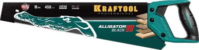 Ножовка для точного реза "Alligator BLACK", 450 мм, 11 TPI 3D зуб, KRAFTOOL