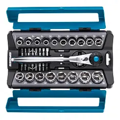 Набор торцевых головок Gross трещотка 120 зубьев, 36 предметов, 1/2" CrV 14144