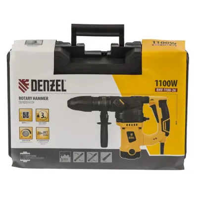 Перфоратор электрический Denzel RHV-1100-26, SDS-plus, 1100Вт, 4Дж, 3 реж 26610