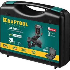 Нивелир лазерный, м, IP54,, точн. +/-0,2мм/м, держатель, в кейcе KRAFTOOL CL 20 #5