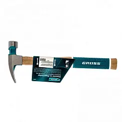 Молоток-гвоздодер 280г угол 75 магнит, обрезиненная рукоятка AMERICAN HICKORY // GROSS
