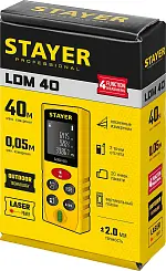 Дальномер лазерный, "LDM-40", дальность 40м, 5 функций, STAYER Professional